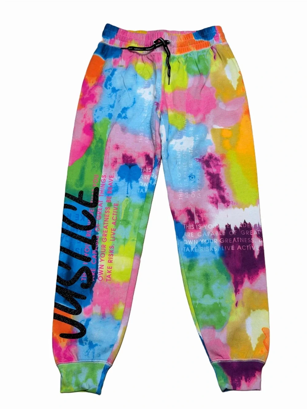 Justice Girls XL 16/18 Multicolor Watercolor Graphic Jogger Sweatpants Bright